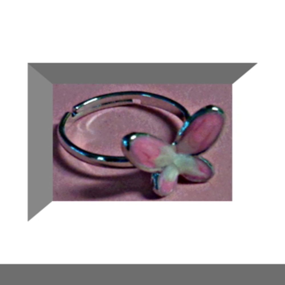 Pink & White Butterfly Design Size 4.25 Ring